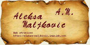 Aleksa Maljković vizit kartica